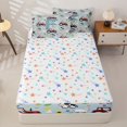 thumbnail image 4 of Catabedysis Red Cartoon Tractor Zipper Full Size Comforter Sets with Fitted Sheet and 2 Pillowcases For Boys,Farm Theme Personalized Letter F Zipper Bedding Set,Colorful Stars Reversible,4-Piece, 4 of 7