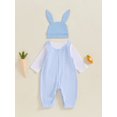 thumbnail image 5 of Okbabeha Newborn Baby Boy My First Easter Outfit Long Sleeve Romper Bunny Embroidery Plaid Overalls Jumpsuit Rabbit Ears Hat 3 Piece Spring Set, 5 of 8