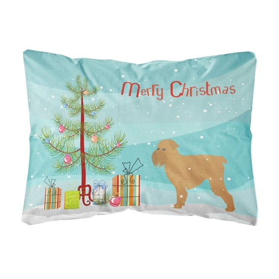 Caroline's Treasures BB2958PW1216 Brussels Griffon Merry Christmas Tree Canvas Fabric Decorative Pillow, 12H x16W,