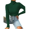 thumbnail image 2 of Sanbonepd Womens Cropped Sweaters Fall Winter Solid Turtleneck Pullover Slim Fit Knit Sweater, 2 of 3