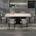 thumbnail image 6 of Morden Fort Modern Dining Table Set for 4, White Faux Marble Top Dining Table with 6 Grey Chairs for Kitchen, Dining Room, Restaurant, Conference Room, 6 of 7