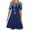 Dark Blue, variant on SHTXOZHI Women Cold Shoulder Short Sleeve Summer Dress Fashion Crewneck Printed A-Line Dresses