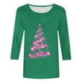 thumbnail image 3 of Otvok Fashion Woman Casual Round Neck Printing Blouse 3/4 Sleeve T-Shirt Summer for Christmas, 3 of 6