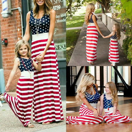 The Noble Collection Fourth of July Mother Daughter Matching Clothes Mom Girls Long Maxi Dress