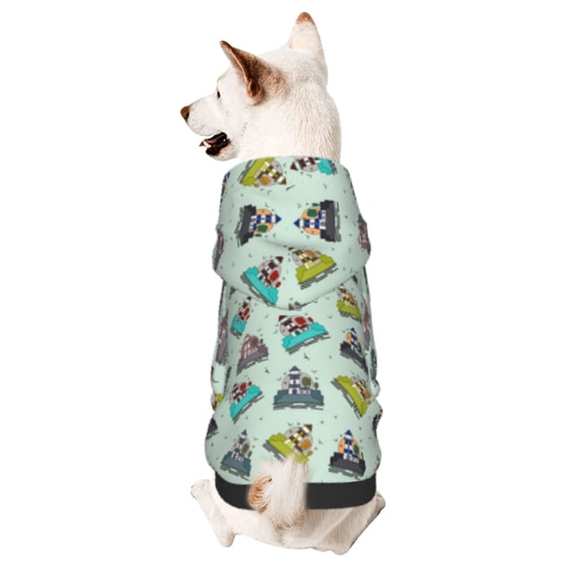 Fotbe Lighthouse Sudadera con Estampado para Perros Pequeños – Suéter con Capucha para Mascotas, Tela Suave de Forro Polar con Bolsillo-XX-Large