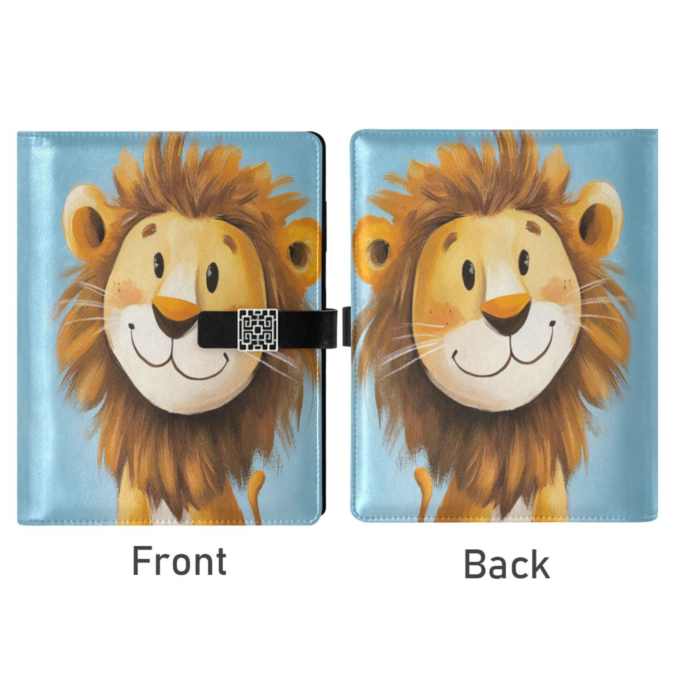 Leather Planner Leather Notebook Notebook Journal Binder Design Pen Pocket Design Convenient for Storage Cute Smiling Yellow Lion