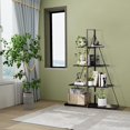 thumbnail image 2 of 4 niveles ladder a-shaped de esquina estante - free standing estante de libros estante almacenamiento rack organizer con steel frame para home, oficina, sala de estar, y kitchen, negra, 2 of 8