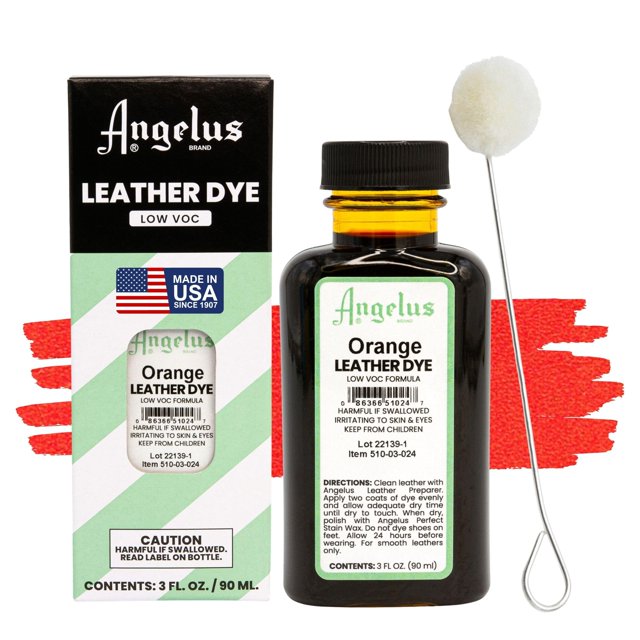 Tinte para cuero Angelus Flexible para zapatos, botas y bolsos, 90 ml, naranja