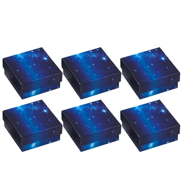 FELTECHELECTR Jewelry Boxes Blue Paper 6Pcs 2.75X2.75X1.18In