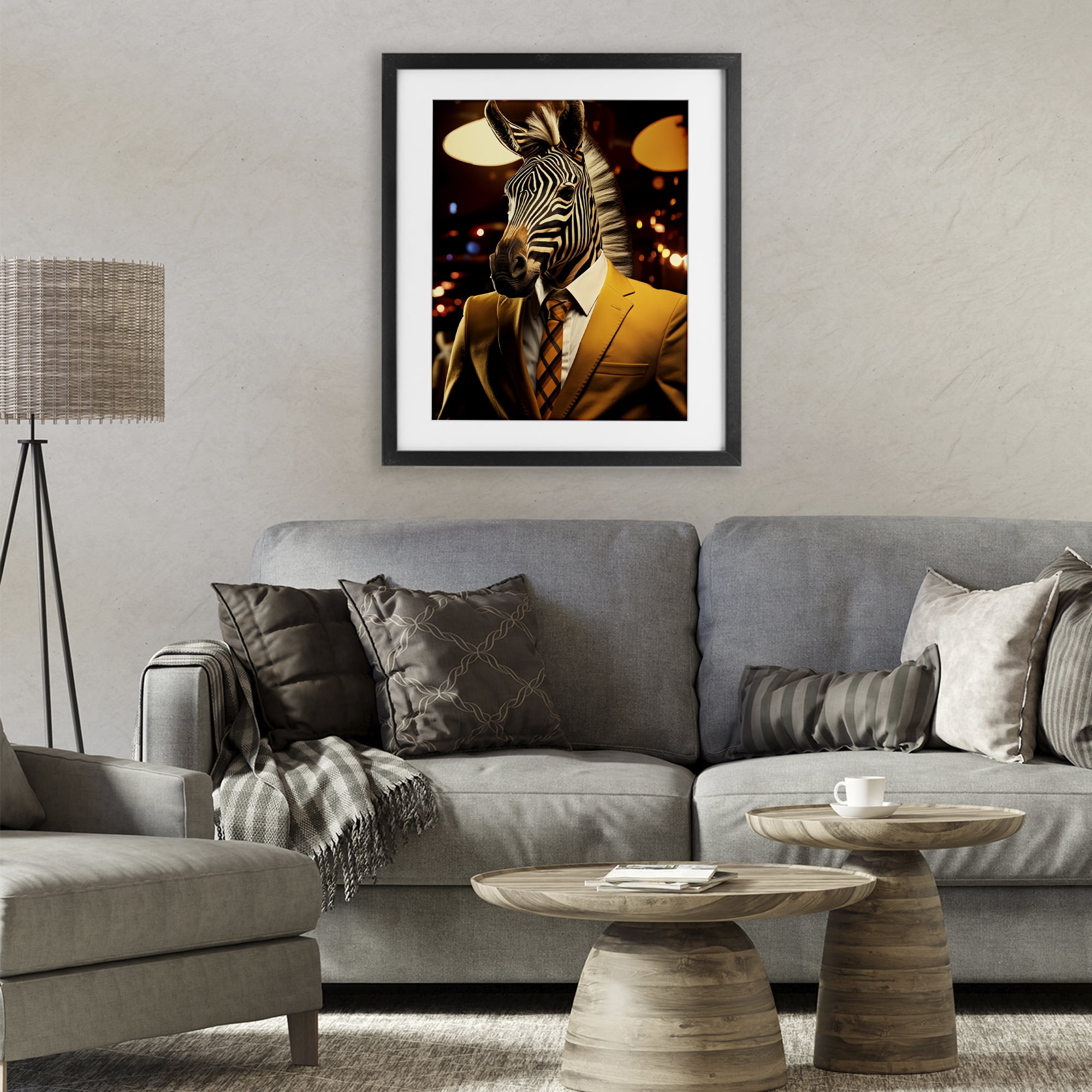 Stupell Industries Trendy Debonair Zebra Black Framed Print Under Glass, design by Ray Powers