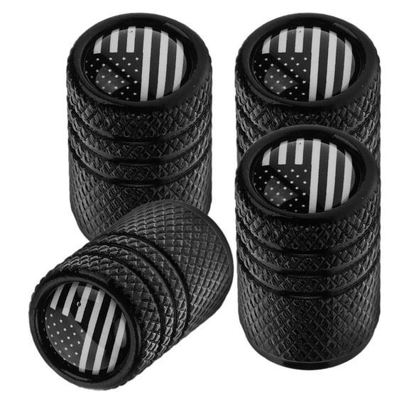 OUNONA American Flag Valve Stem Caps for Car Aluminum Alloy Black Color 4pcs Universal Fit