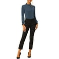 thumbnail image 2 of INSPIRE CHIC Blouse Élégante à Manches Longues pour Femmes Col à Volants Haut de Travail S Bleu Foncé, 2 of 7