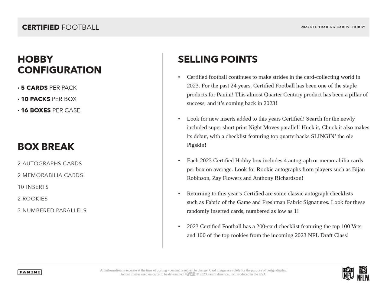 2023 Panini Certified Football Hobby Box