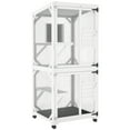 thumbnail image 1 of PawHut Outdoor Cat House, Large Catio with Wheels, Resting Box, White, 1 of 10