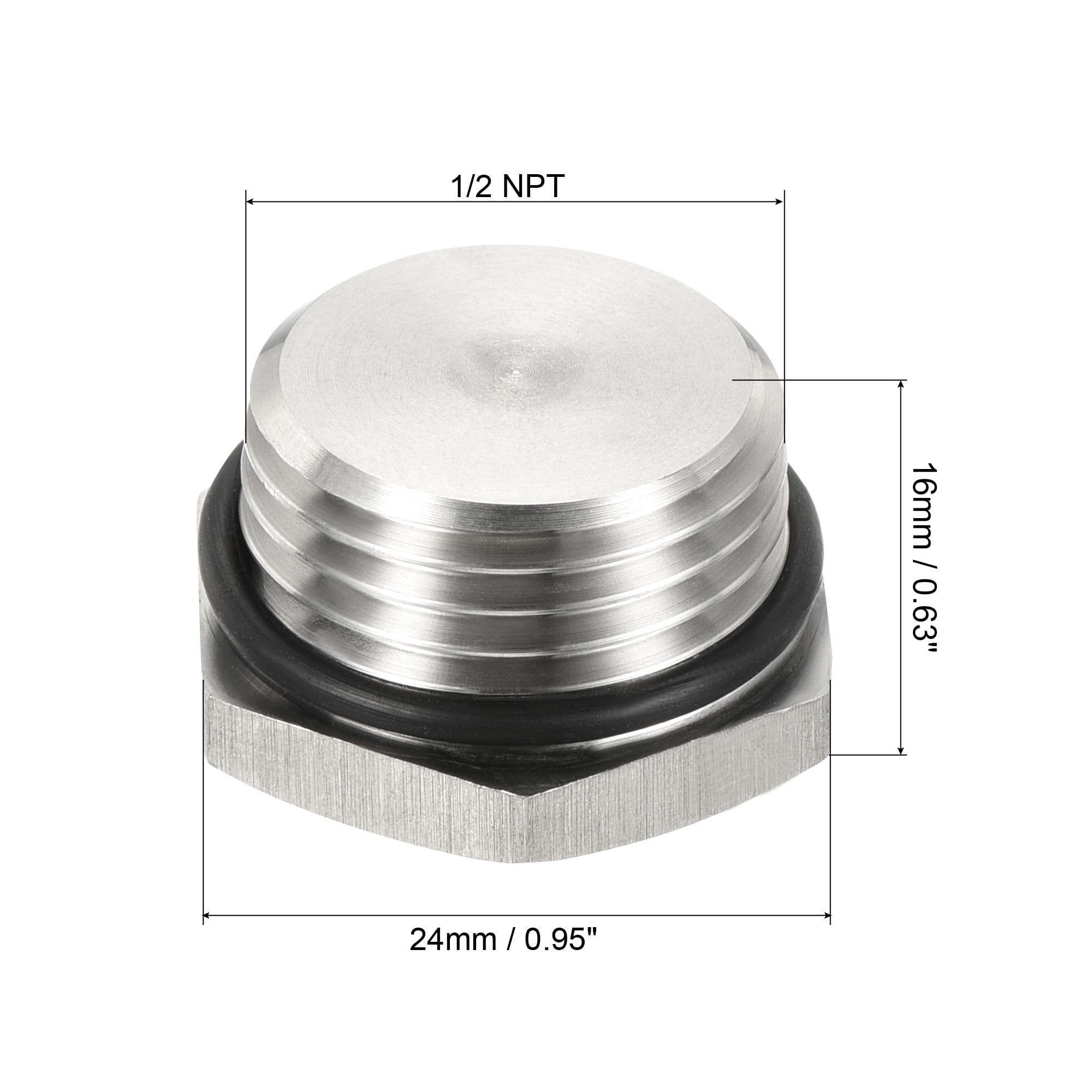 Unique Bargains Male Plug Stainless Steel Thread Hex Head Socket Pipe Fitting 1 24x14mm