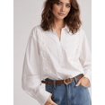 thumbnail image 4 of Women's Long Sleeve Blouse, Casual Top for Daily, Work & Vacation Outfits White XS, 4 of 9