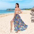 thumbnail image 6 of FORMRS Womens Long Sarong Beach Wrap Semi-Sheer Bikini Skirt Bathing Swimsuit Cover Up, Vibrant Art Leaves Pattern, 6 of 7