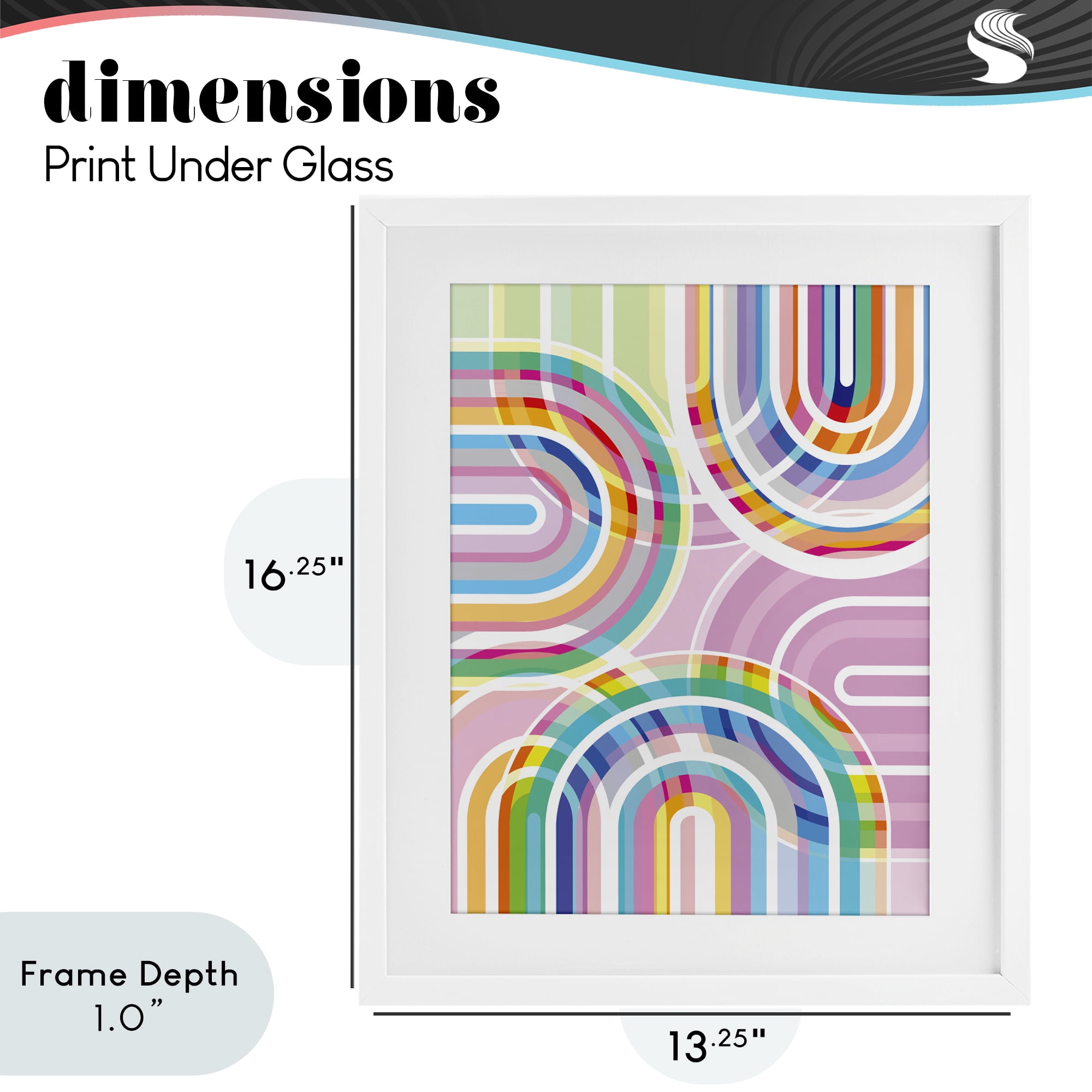 Stupell Industries Bright Playful Rainbow Arches White Framed Print Under Glass, design by Amber Sterling