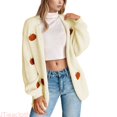 thumbnail image 2 of JTieacloth Womens Pumpkin Embroidery 3D Knit Cardigan Long Sleeve Open Front Sweater Outwear Cozy Fall Fashion Top, 2 of 6
