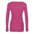 thumbnail image 4 of TQWQT Womens Long Sleeve Tops Ribbed Knit Thermal Shirt Slim Fit Sexy Top Scoop Neck Basic T Shirts Trendy Casual Winter Clothes Hot Pink M, 4 of 4