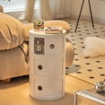 thumbnail image 4 of ColourTree 2 Tier White Round Nightstand with Drawers,Small Bedside Table with Storage,Round Storage Cabinet with Sliding Door,Modern End Table Side Table, 4 of 8