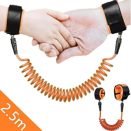 Amerteer Toddler Harness anti lost wristband, Anti Lost Belt Wrist Safe Link Wrist Straps for Babies, Soft Baby Leash Outdoor Safety Hook for Babies Kids Toddlers Runners (2.5m, Orange)