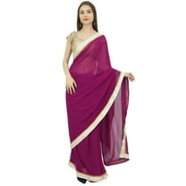 Atasi Women's Ethnic Solid Plum Sari Casual Georgette Saree With Blouse Piece