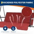 thumbnail image 4 of 3-Seat Outdoor Patio Swing with Adjustable Canopy, Weather-Resistant Porch Swing, 500 Lbs Capacity Steel Frame Swing Chair with Backrest for Backyard, Garden, Poolside, Red, 4 of 16