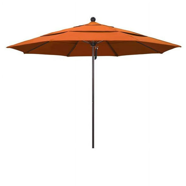 California Umbrella ALTO118117-5417-DWV 11 Pi Poulie en Fibre de Verre Ouverte Double Évents Marché Parapluie - Bronze et Sunbrella-Tuscan