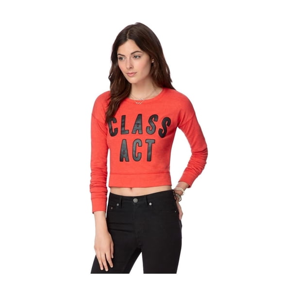 Aeropostale Womens Cropped Class Act Pullover Sweater, Rojo, Mediano