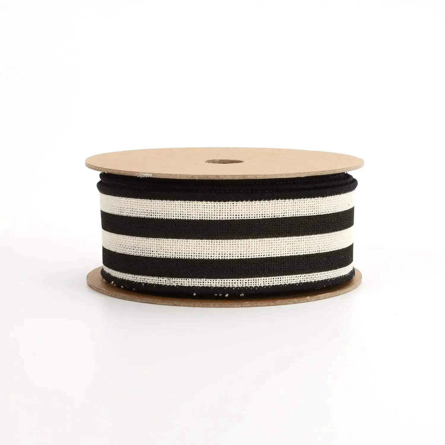 LaRibbons 1 1/2" Wired Ribbon "Striped" Black/White, 10 Yard Roll