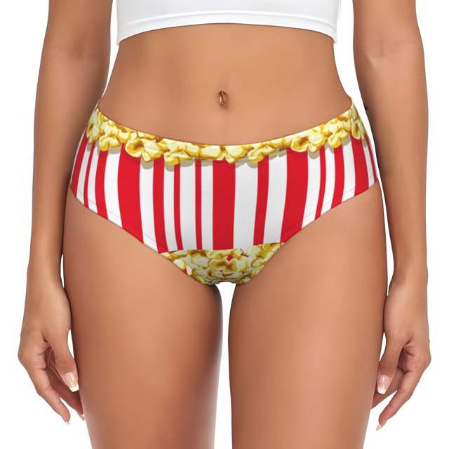 Balery Popcorn Ropa Interior de Algodón para Mujer con Dibujo – Braguitas Cómodas y Elásticas, Estilo Clásico-Small