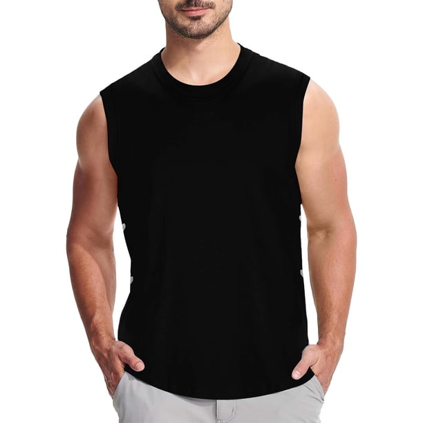 Camiseta sin mangas de algodón para hombre, chaleco de baloncesto sin mangas, corte ajustado, liso/estampado, M-XXXXL