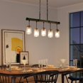 thumbnail image 2 of LNC Maison 5-Light Distressed Rusty Black and Brown Wood Grain Farmhouse Textured Glass Linear LED Kitchen Island Light, Dining Room Pendant Light,26"Lx3"Dx17"H,UFRAYNWM1CA385167|Walmart Canada, 2 of 12