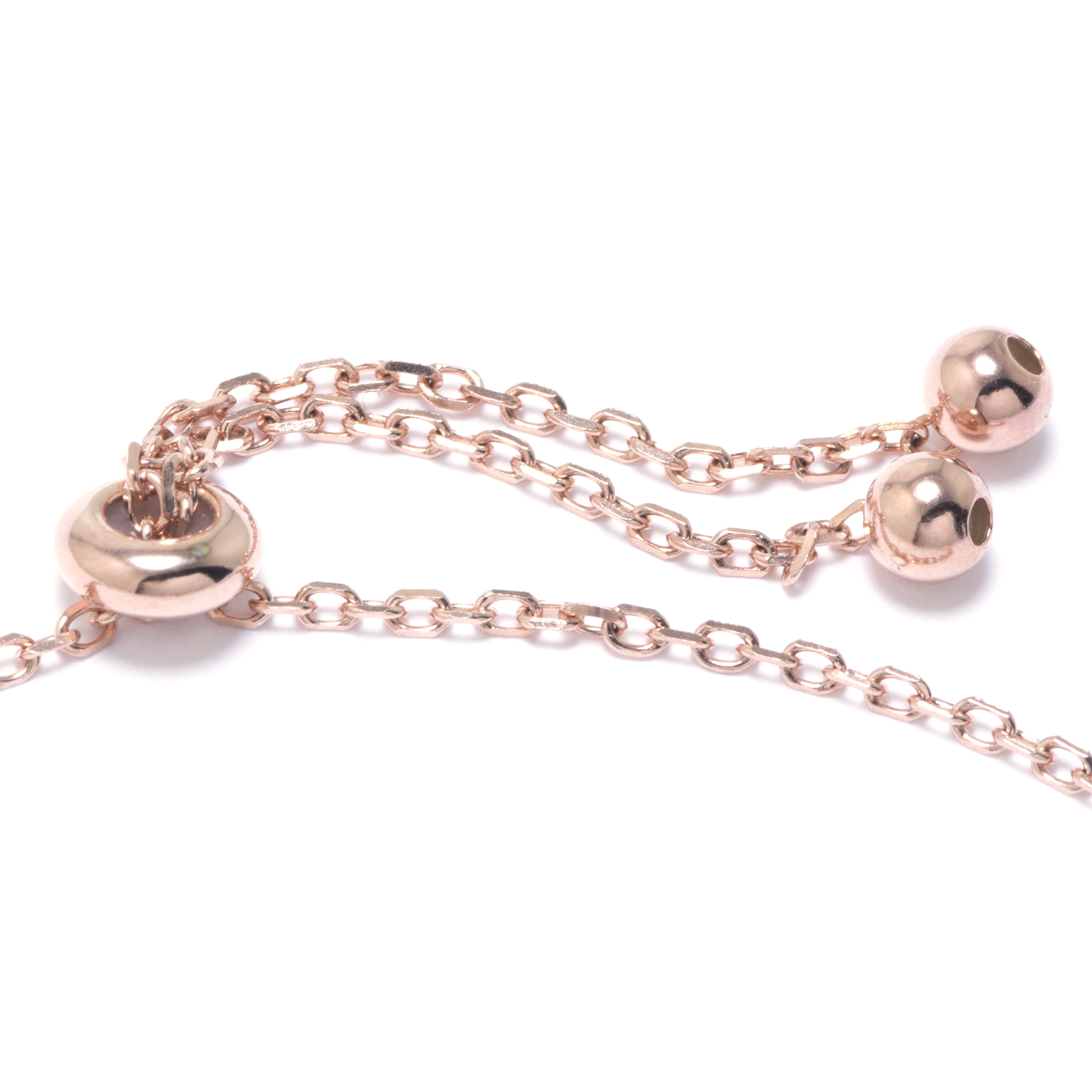 Marisol & Poppy Cubic Zirconia Adjustable Bolo Bracelet In Rose Gold Over Sterling Silver For Women & Teens, Adjustable Up To 9.5"