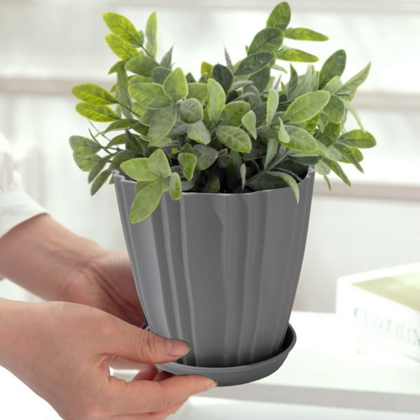 Fiudx Ofertas del día Macetas de plástico verde para balcón, huerto, maceta verde para plantas, contenedor con base para el hogar, almacenamiento de plantas suculentas y bonsáis