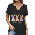 thumbnail image 1 of Corto para las Mujeres Casual Verano 2025 Pascua Impresión V-Cuello Camiseta, Ligero 95% Poliéster 5% Spandex Top para Toda la Temporada Hogar Y Diario, 1 of 7