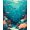 Turquoise Blue, Pattern 14, variant on ODIKA 8'x10' Washable Area Rug Non-Slip Chair-Friendly Mat Teal Turquoise Ocean with Octopus Design Underwater Scene Fish and Turtles for Dining Room, Large Office, Lounge