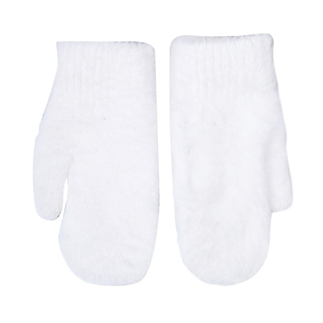 1 Pair Women Gloves Solid Color Faux Rabbit Fur Autumn Winter Windproof Knitting Gloves Christmas Gift