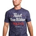thumbnail image 4 of Pabst Blue Ribbon Original Men's Blue Crystal Wash Crew Neck Short Sleeve T-shirt-Large, 4 of 8