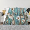 thumbnail image 4 of Horizontal Flannel Blanket Is Light Warm Soft Anti-Pilling Anti-Wrinkle Anti-Allergy And No Hair Loss For Bed And Sofa Camping Travel Turquoise Wood Farmhouse Sunflowers (11), 4 of 8
