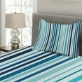 thumbnail image 2 of Ambesonne Nautical Quilted Coverlet 2 Pcs, Striped Pastel Toned, Twin Size, Sky and Dark Blue, 2 of 4