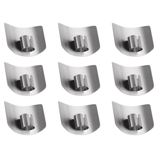 Protector De Mano Protector de dedos de acero inoxidable para cortar verduras y proteger las manos,ideal para la seguridad en la cocina (9 piezas). Rkxzt