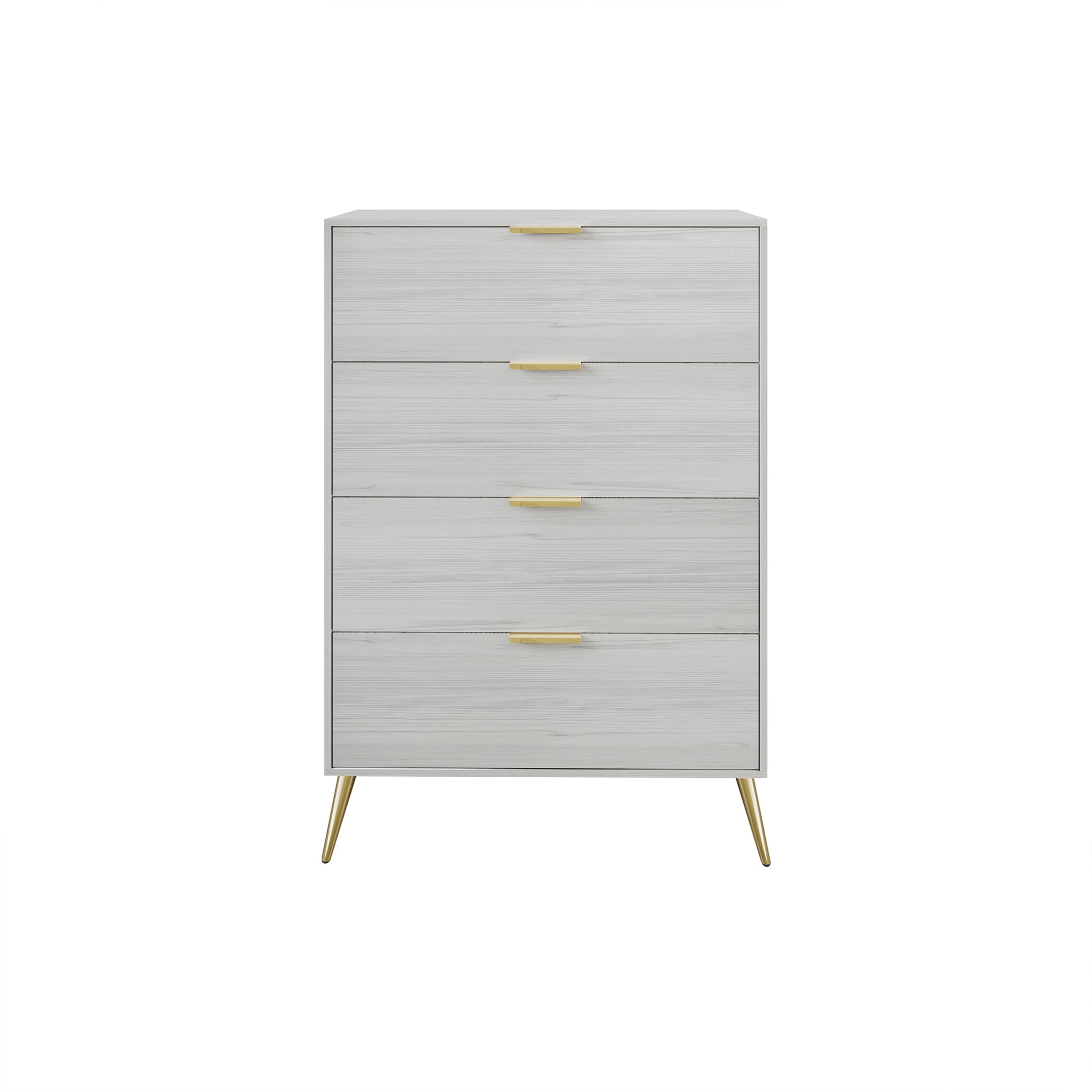 Castle Place Glam 4 Drawers Wooden Dresser, Light Grey