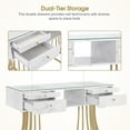 thumbnail image 2 of BarberPub Manicure Table Nail Tech Desk with Glass, Acetone Resistant 19.7x 47.2 in, White, 1 Count, 1 Pack, 2 of 9