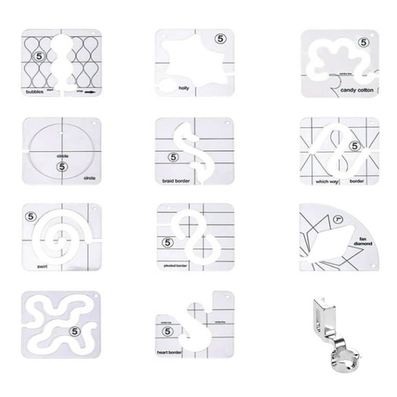 13 Pcs Frees Motion Quilting Template Set Clear Sewing Ruler Arcylic Quilting Ruler Quilting Stencil for Craft Quilting