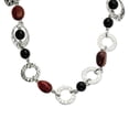 thumbnail image 1 of Collier Pendentif en Pierre Onyx Ovale en Acier Inoxydable Station de Perles, 1 of 7