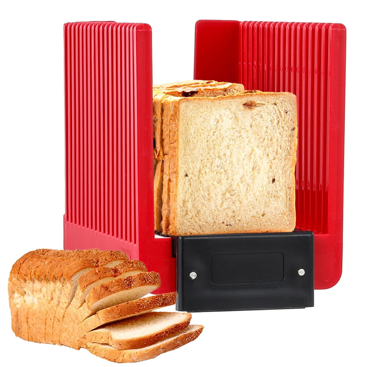 KitchenThinker KT-BS Bread Slicer for Homemade Bread, Foldable Bread Slicer  and Compact Bread Slicing Guide 4 Sizes Bread Loaf Slicer Plastic Bread