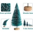thumbnail image 3 of Visland 34PCS Mini Sisal Snow Frost Trees Mini Pine with Wood Base Bottle Brush Trees Plastic Winter Snow Ornaments Tabletop Trees for Christmas Decoration and Display, 3 of 8