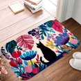 thumbnail image 5 of 1pc Black Cat Among Flowers Absorbent Non-Slip Bathroom Thickened Flannel Rug Decor,Soft,Quick Drying,Suitable For Indoor/outdoor Use,Bathrooms,Bedrooms,Kitchens,Terrace,Laundry Rooms,16"x24", 5 of 9